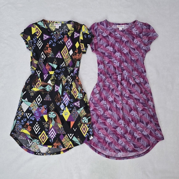 Girl's Lot of 2 Lularoe Mae Dresses Disney Nightmare Before Xmas Print Size 8 - Picture 1 of 5